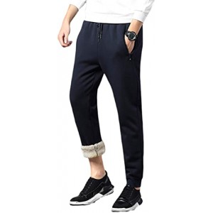 Mens Thicken Sherpa Lined Athletic Thermal Jogger Fleece Sweatpants Pants
