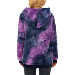 Y Blue Purple Tie Dye Women's Fuzzy Hoodies Sport Pullover Hoodie Athletic Cozy Oversized Pockets Hooded Sweatshirt Fleece Hoodies